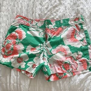 Lilly Pulitzer Green, Pink & White Floral Cotton Bermuda Shorts